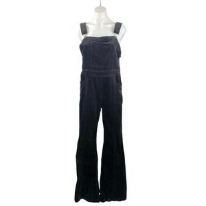 Pilcro and the Letterpress Black Velvet Velour Wide Leg Romper Jumpsuit Size 29